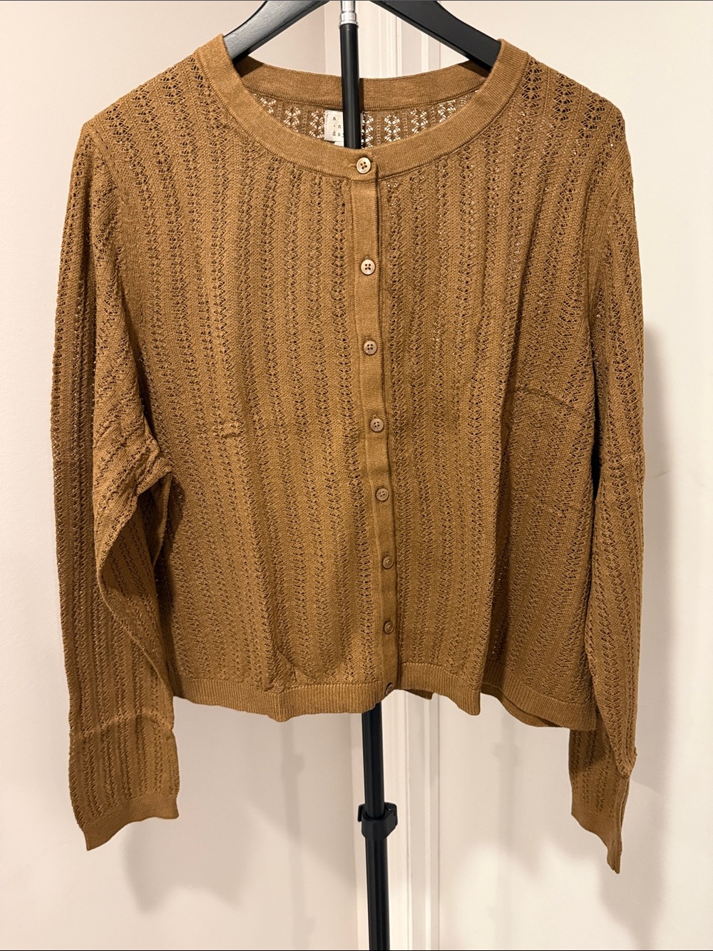 a new day Brown Open-Knit Button Front Cardigan